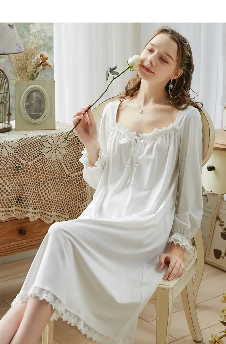 Retro Style Cotton Night Gown Dress