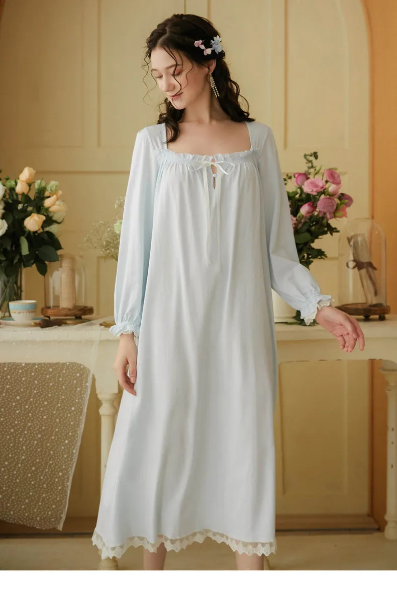 Retro Style Cotton Night Gown Dress