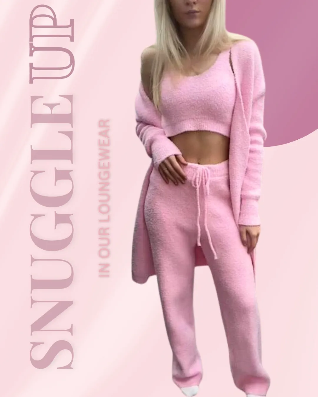 Rosie Pink oversized towelling ( FLUFFY ) loungewear set.