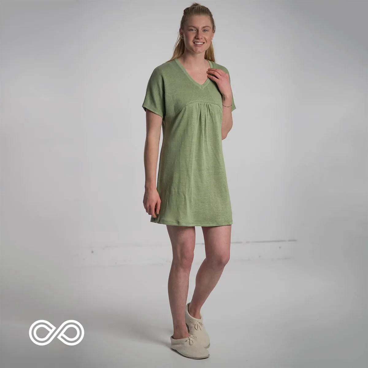 SALZBURG 100% Organic Linen Knit Nightgown Loungewear House Dress (No Latex, OC Thread Option; 100% Biodegradable)