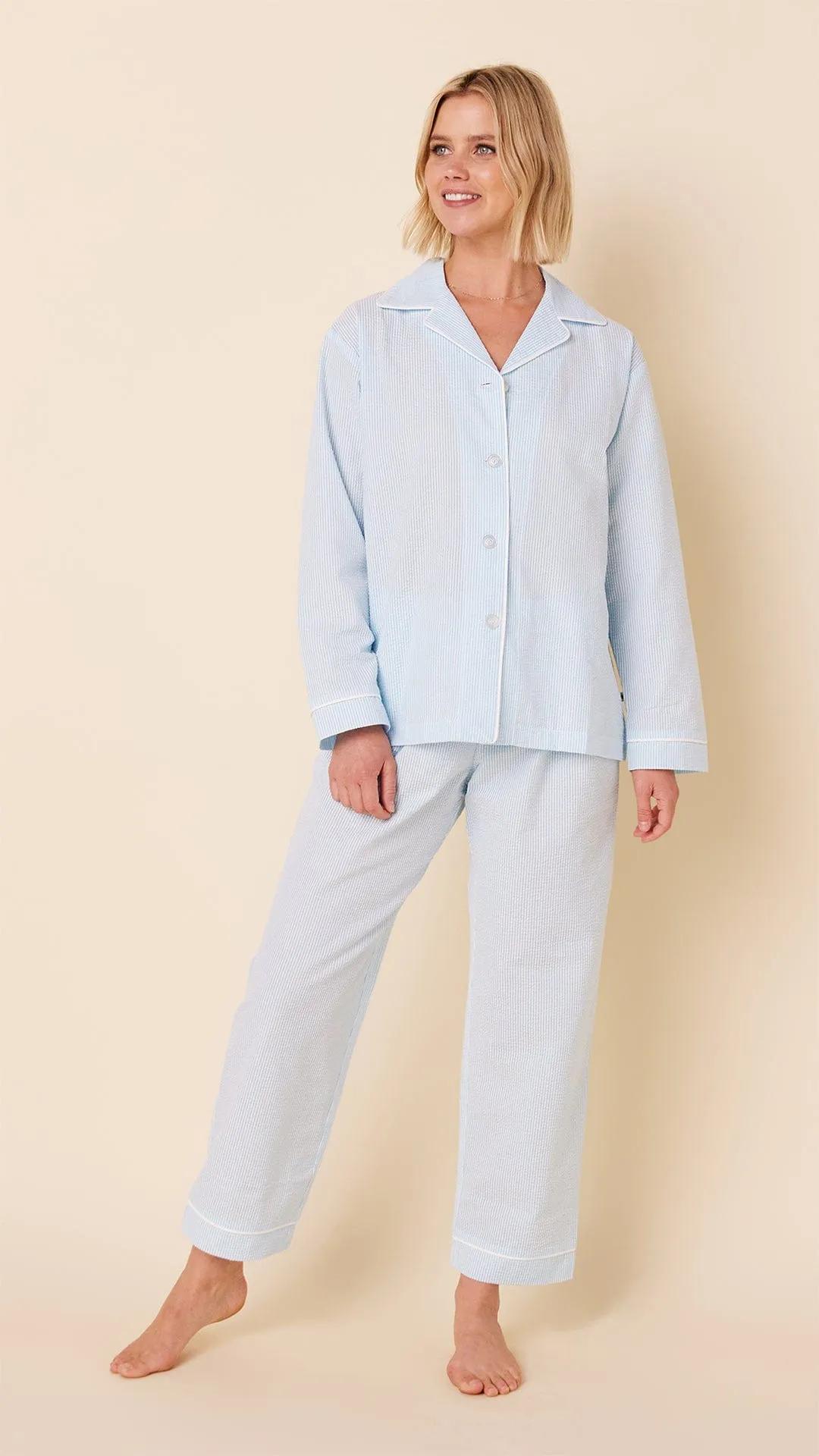 Seersucker Stripe Pajama - Blue