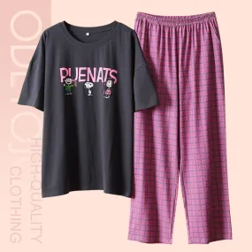 Short Sleeved Loose Pajama Set