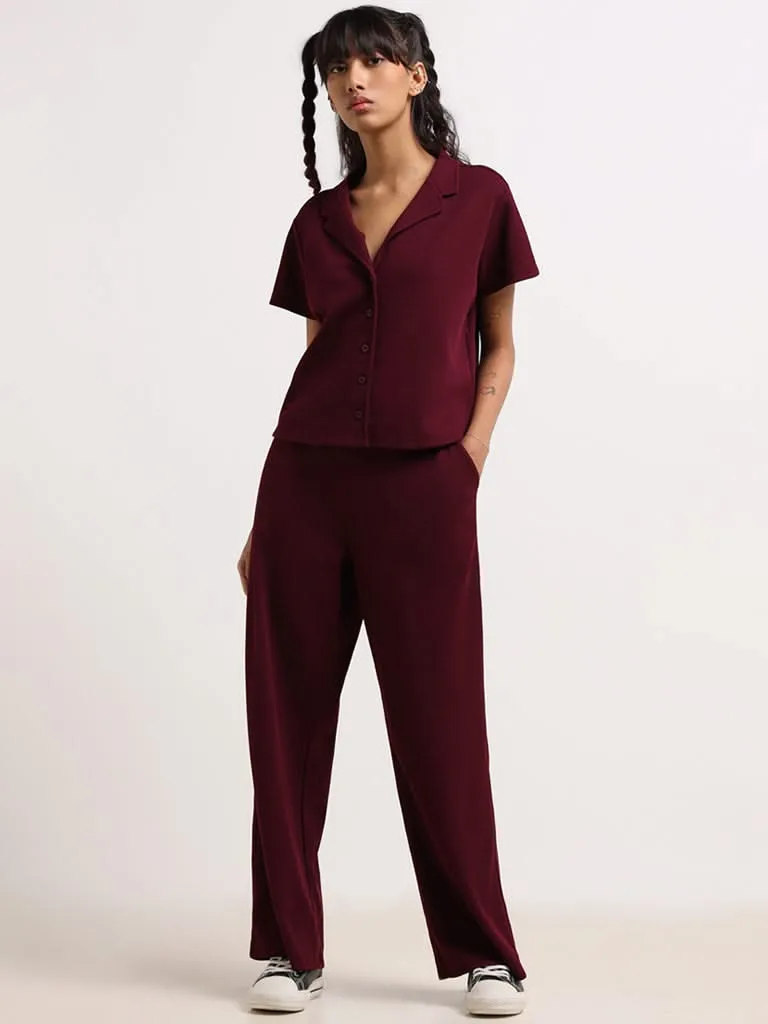 Superstar Burgundy Wide-Leg Pants