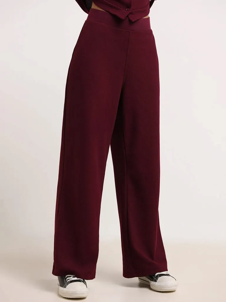 Superstar Burgundy Wide-Leg Pants