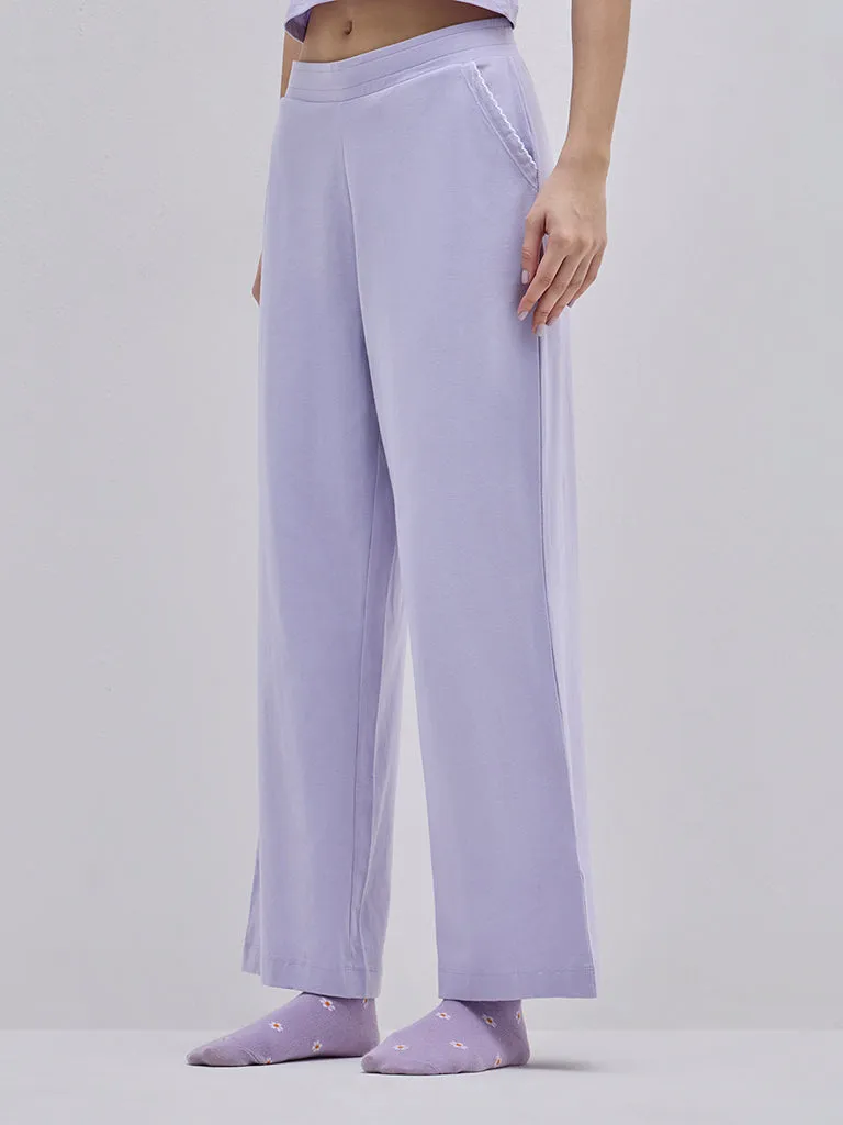 Superstar Lilac Wide-Leg Cotton Blend Pants