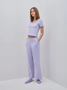 Superstar Lilac Wide-Leg Cotton Blend Pants