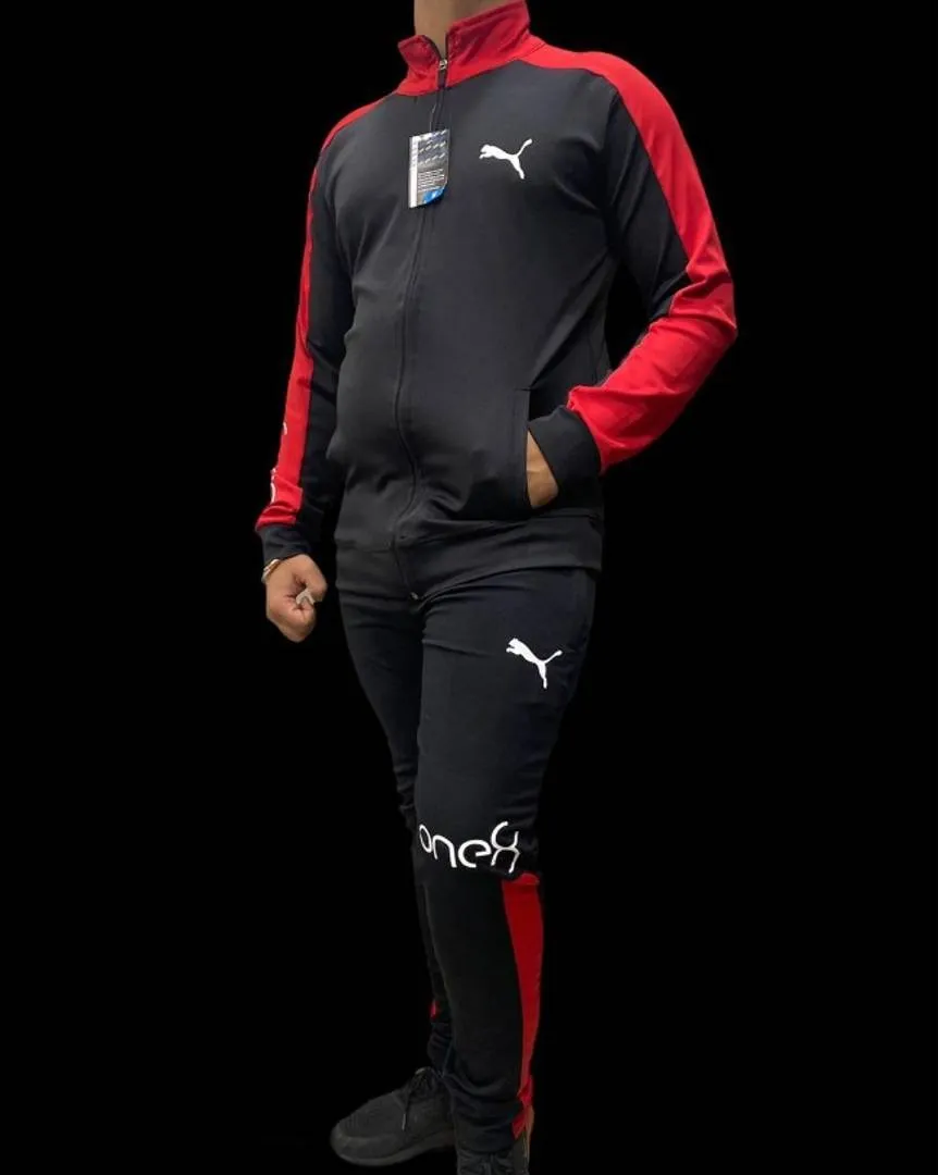 Trendy Polyester Men Black/Red Sports And sports Tracksuit