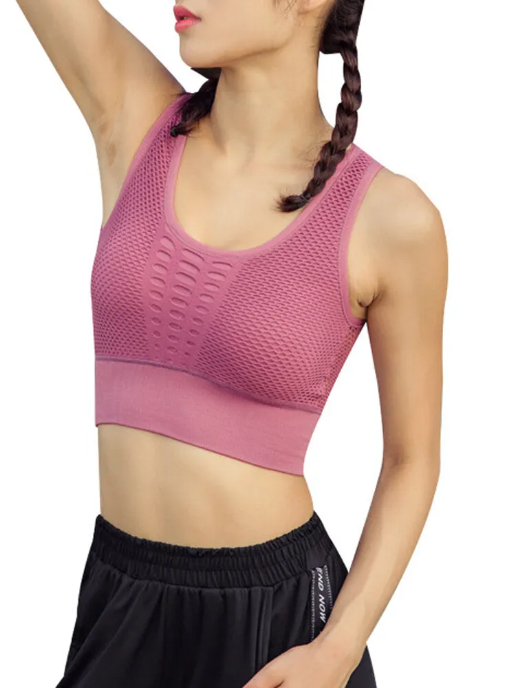 Women Causal Hollow  Solid Color Yoga Running Sport Tank Bra