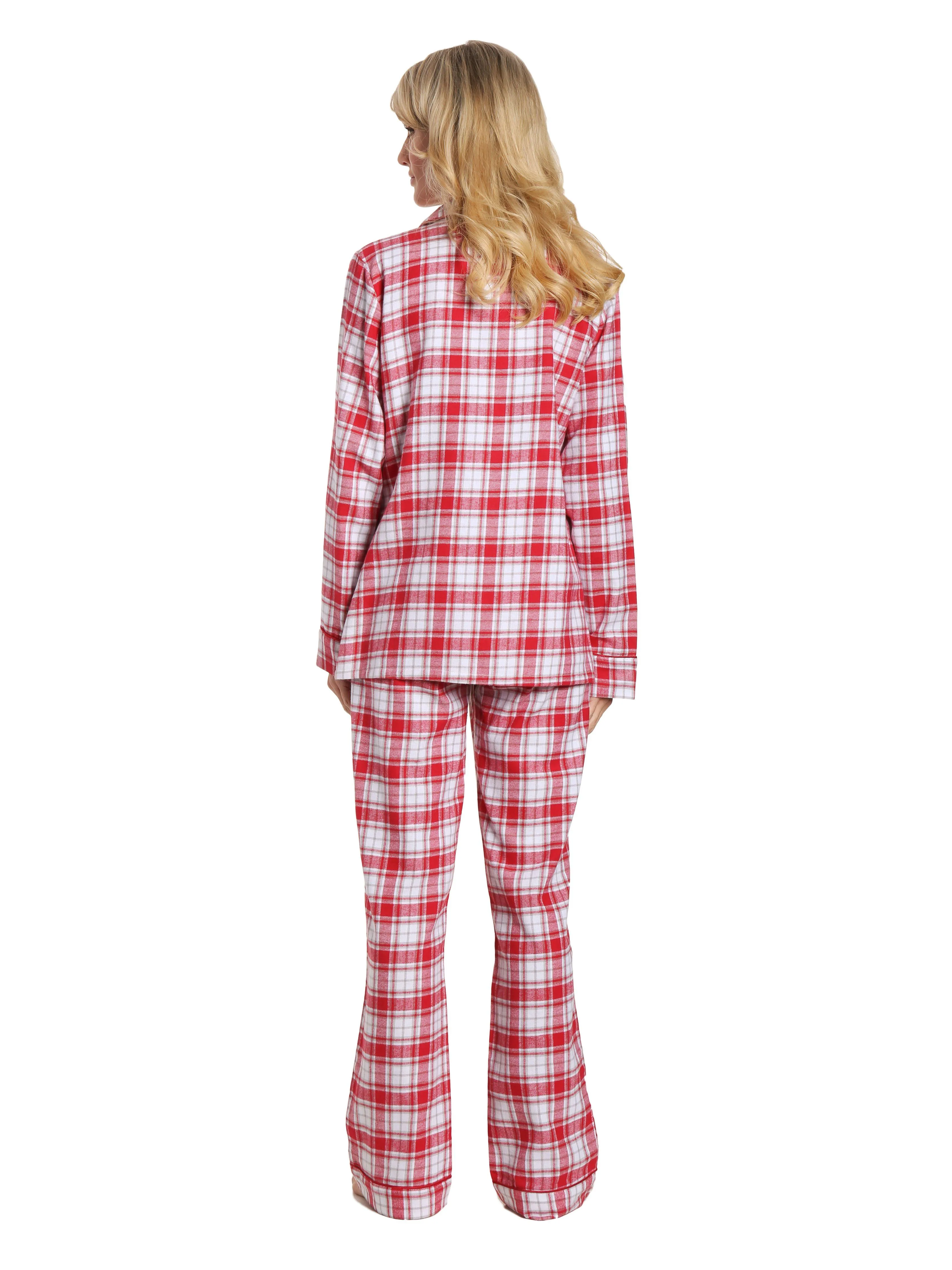 Womens 100% Cotton Lightweight Flannel Pajama Sleepwear Set