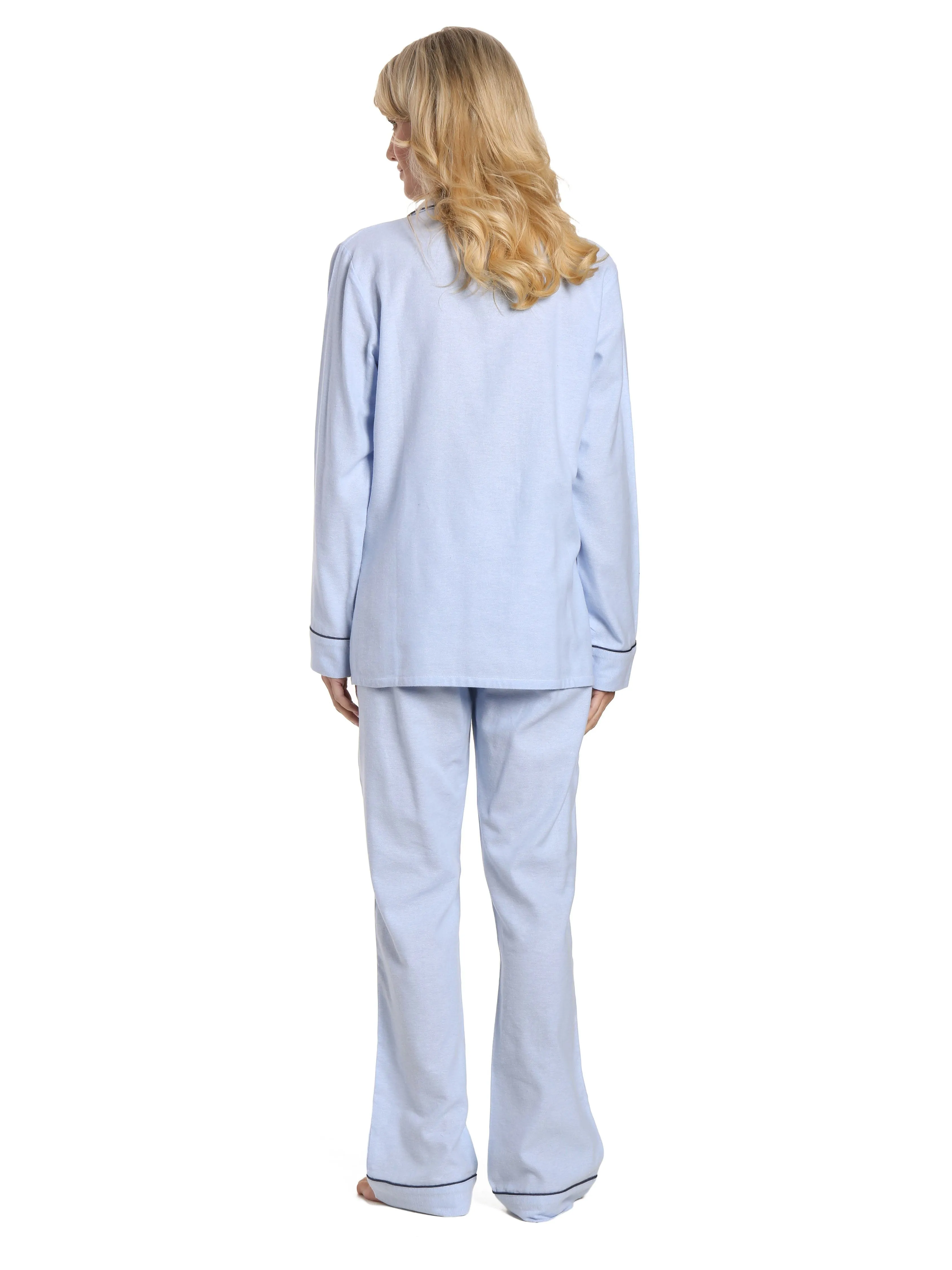 Womens 100% Cotton Lightweight Flannel Pajama Sleepwear Set