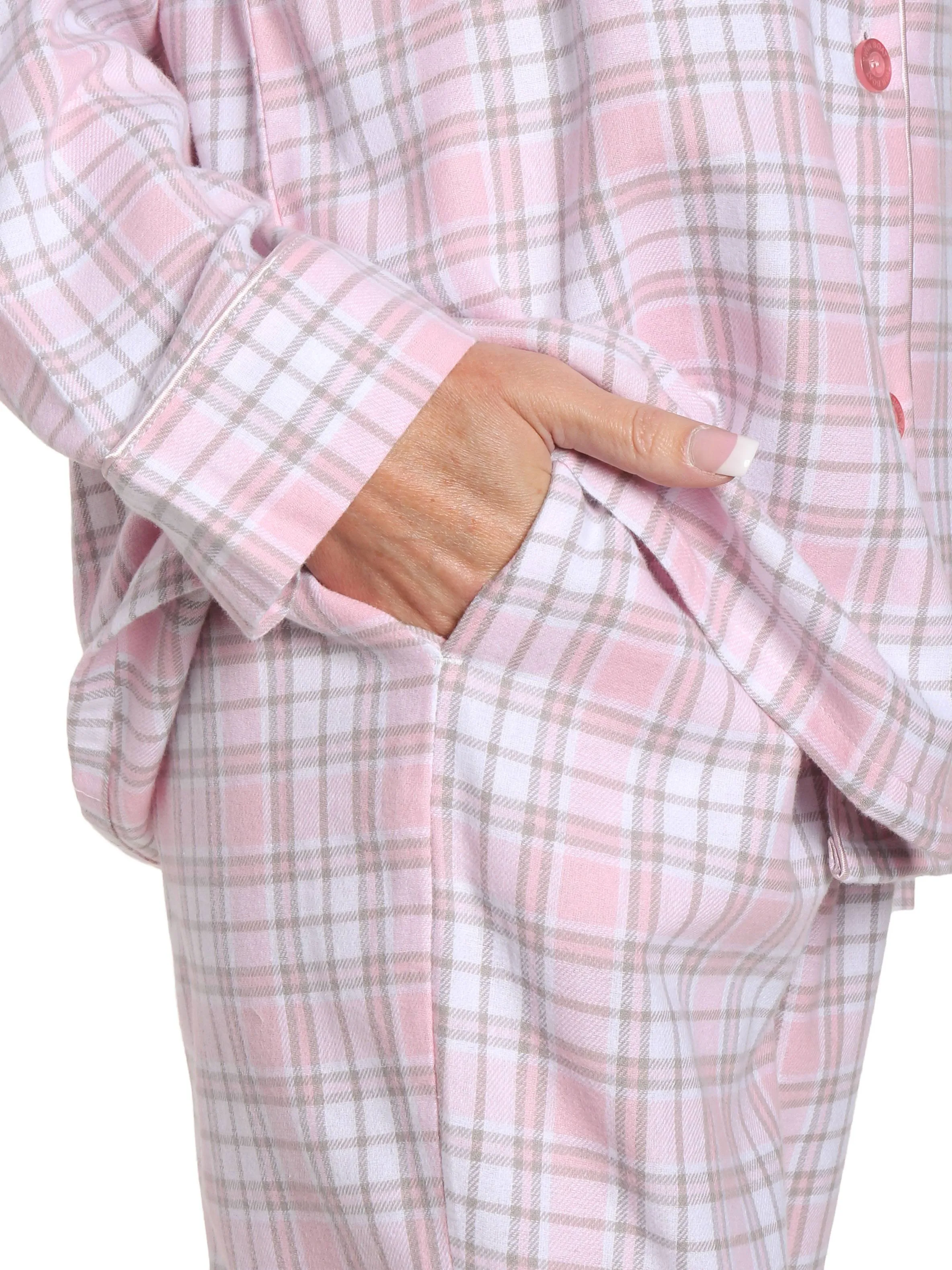 Womens 100% Cotton Lightweight Flannel Pajama Sleepwear Set