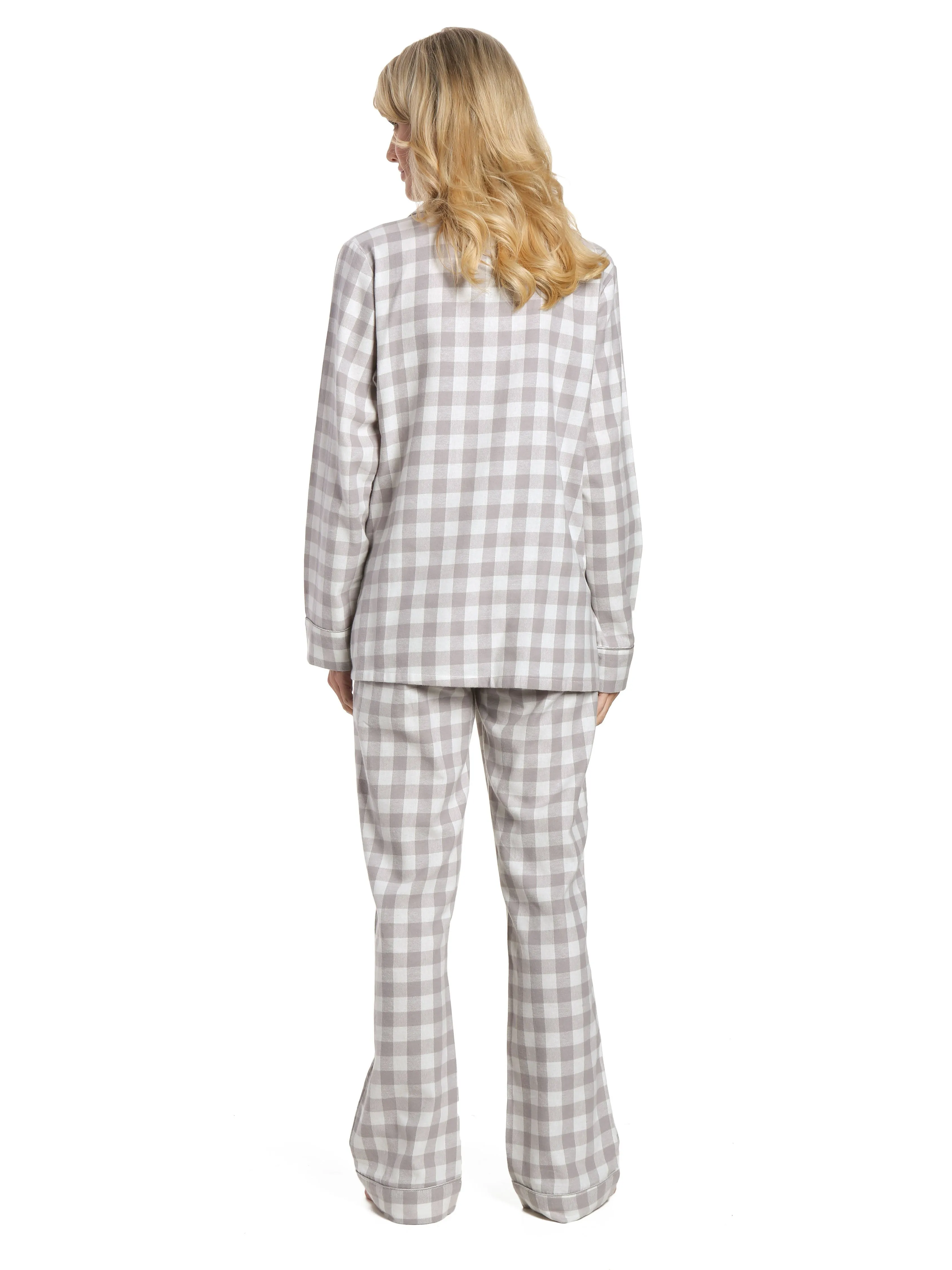 Womens 100% Cotton Lightweight Flannel Pajama Sleepwear Set