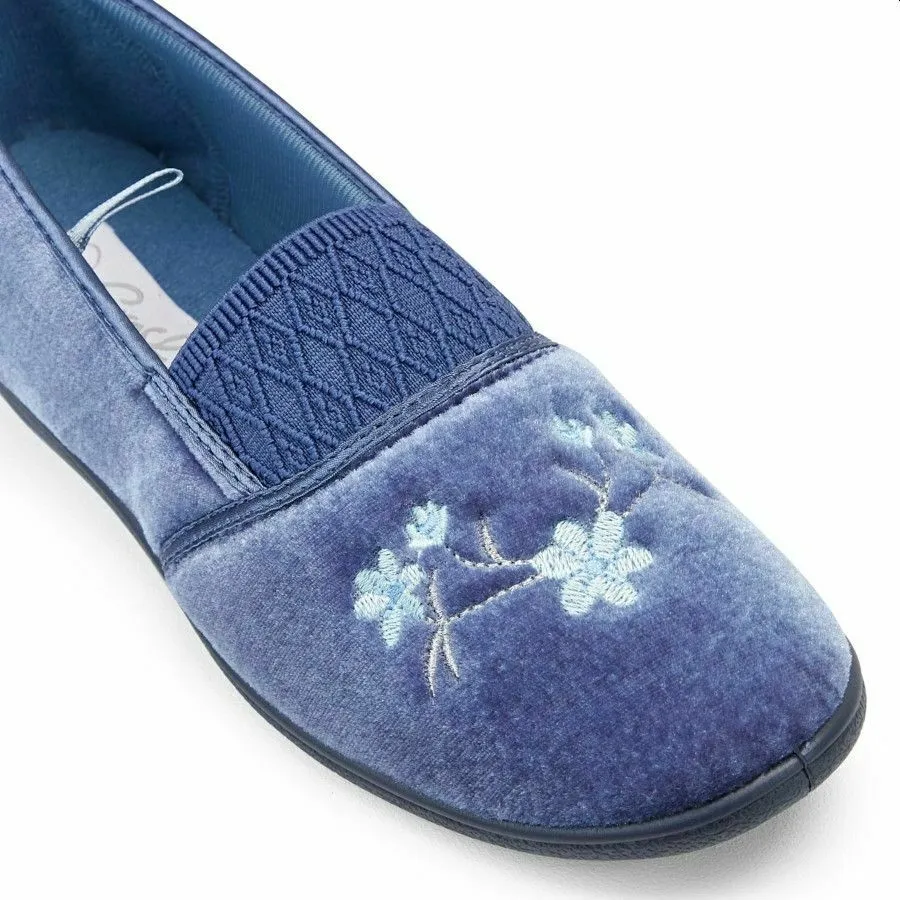 Womens Grosby Sasha Slippers Ladies Mid Blue Shoes Slip On Flats