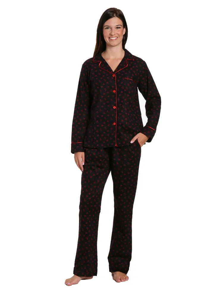 Womens Premium 100% Cotton Flannel Pajama Sleepwear Set