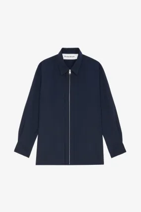 WOOL ZIPPED OVERSHIRT NAVY