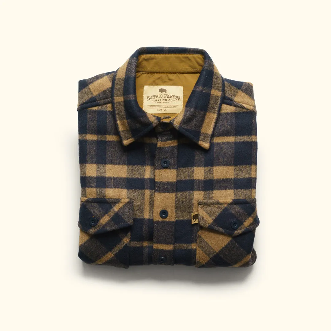 Yukon Wool Shirt Jac | Tan and Navy