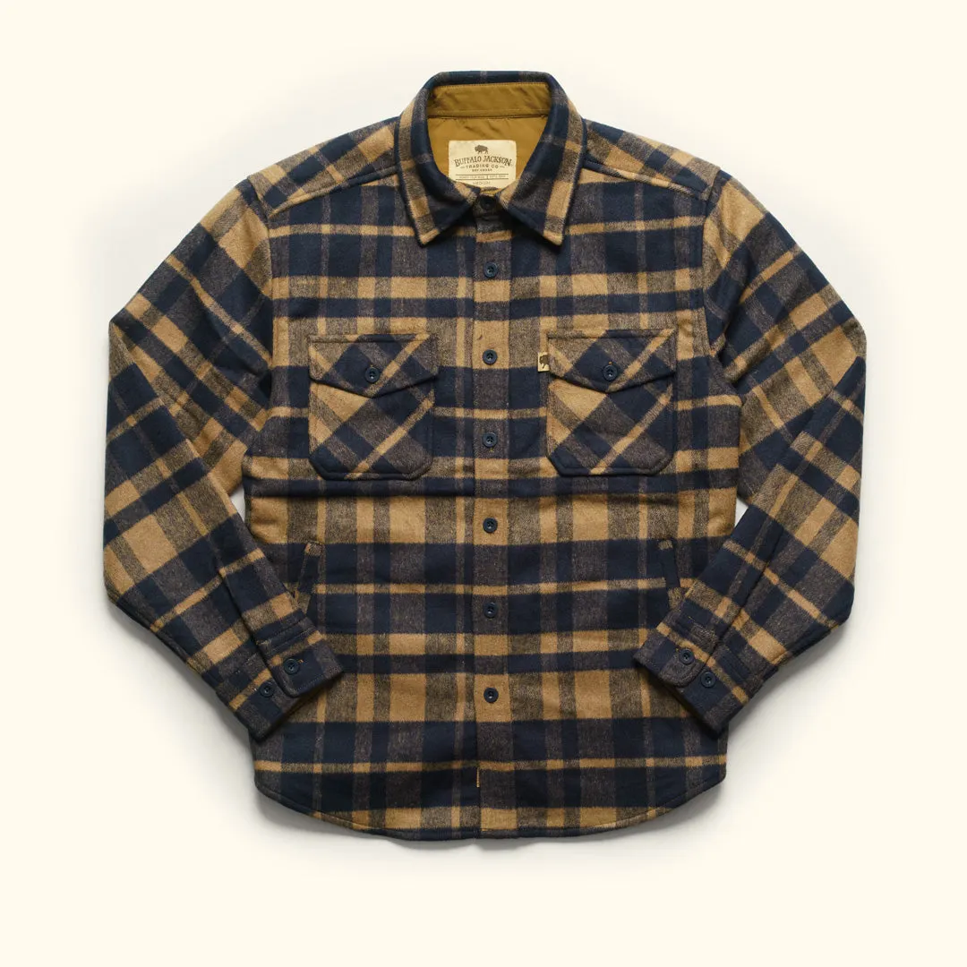 Yukon Wool Shirt Jac | Tan and Navy